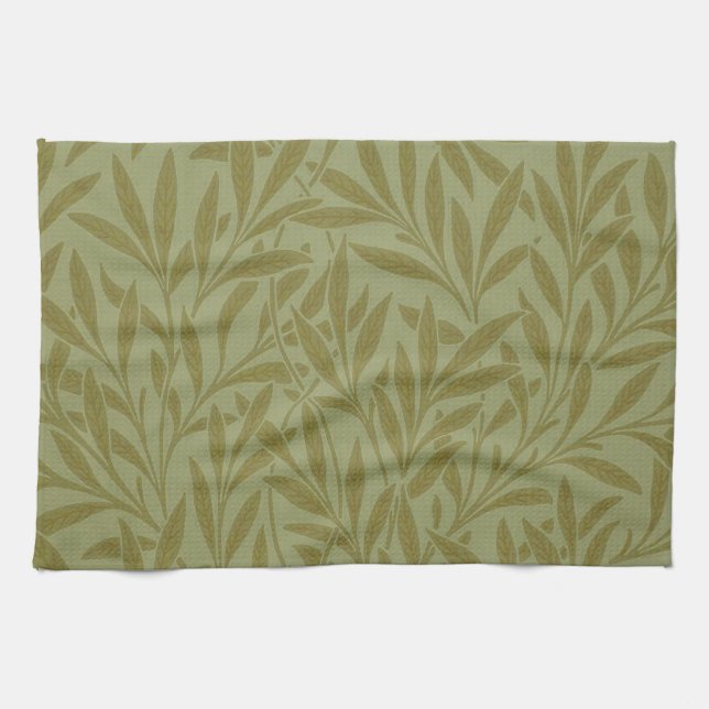 William Morris Willow Antique Green Leaf Vine Art Towel (Horizontal)