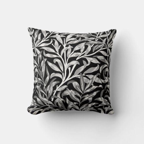 William Morris Willow Bough Black White  Gray Throw Pillow