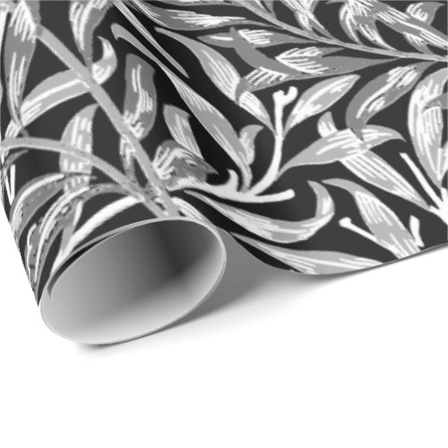 William Morris Willow Bough Black White  Gray Wrapping Paper