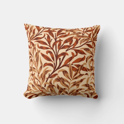 William Morris Willow Bough Brown and Beige Throw Pillow