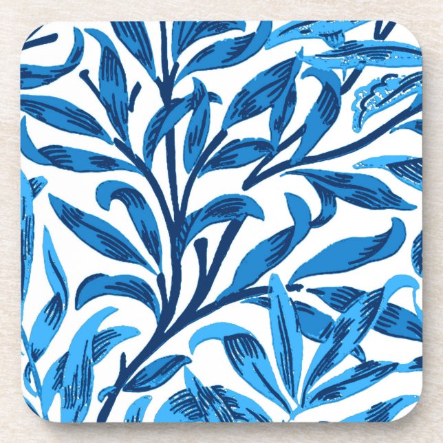William Morris Willow Bough, Cobalt Blue & White Drink Coaster (Front)
