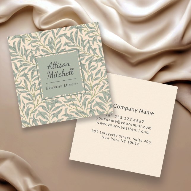William Morris Willow Bough Elegant Botanical Square Business Card (Creator Uploaded)
