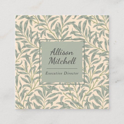 William Morris Willow Bough Elegant Botanical Square Business Card