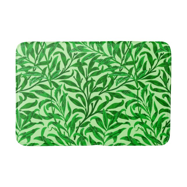 William Morris Willow Bough, Emerald Green Bathroom Mat (Front)