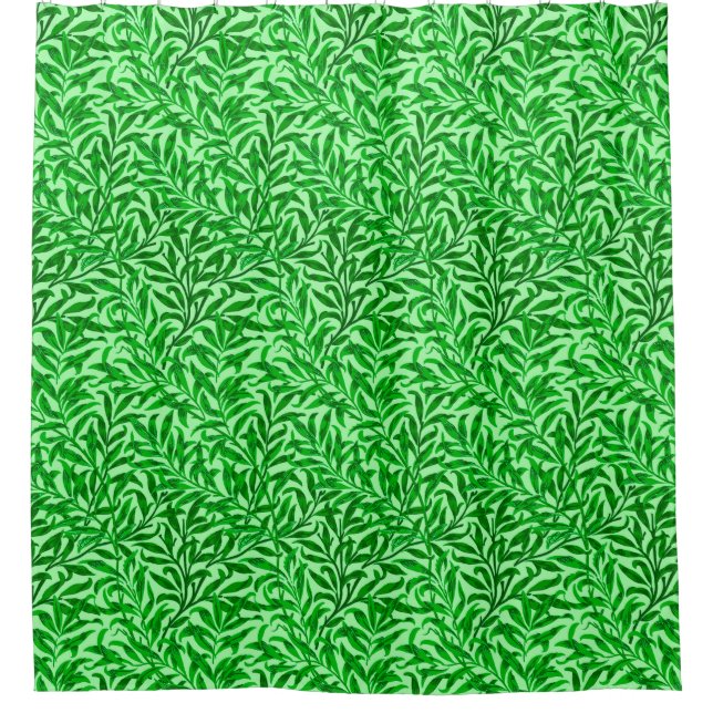 William Morris Willow Bough, Emerald Green Shower Curtain (Front)