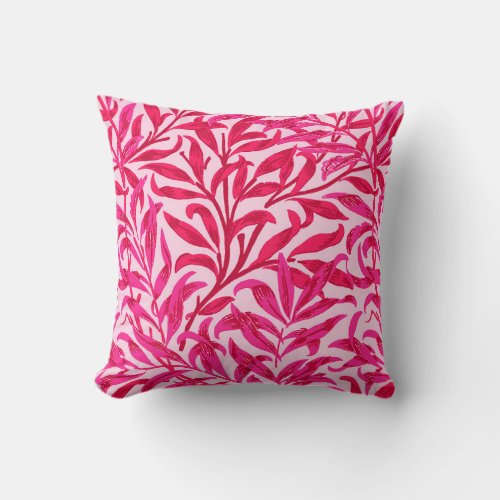 William Morris Willow Bough Fuchsia Pink Throw Pillow