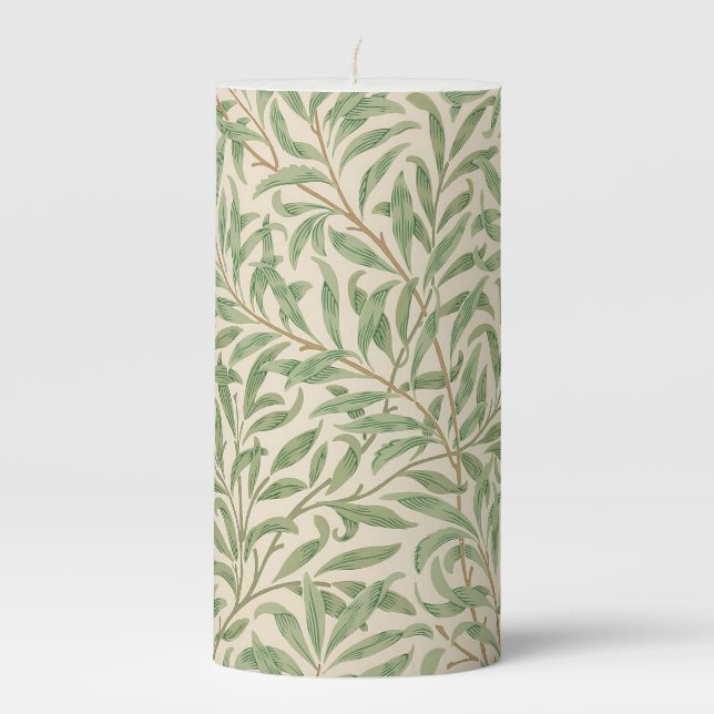 William Morris Willow Bough Garden Flower Classic Pillar Candle (Front)