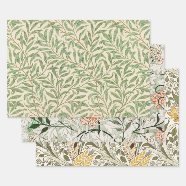 William Morris Willow Bough Garden Flower Classic Wrapping Paper Sheets (Set)