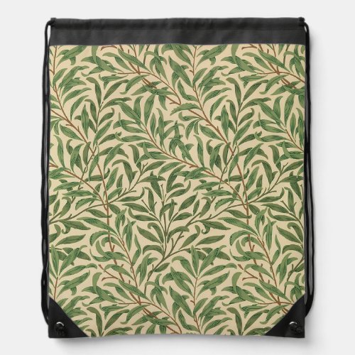 William Morris Willow Bough Green Willow Leaves Drawstring Bag
