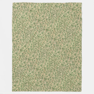 William Morris Willow Bough Green Willow Leaves Fleece Blanket