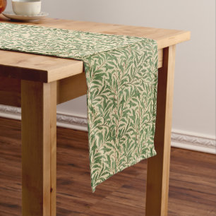 William Morris Willow Bough Green Willow Leaves Long Table Runner