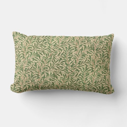 William Morris Willow Bough Green Willow Leaves Lumbar Pillow