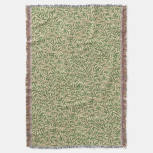 William Morris Willow Bough Green Willow Leaves Throw Blanket
