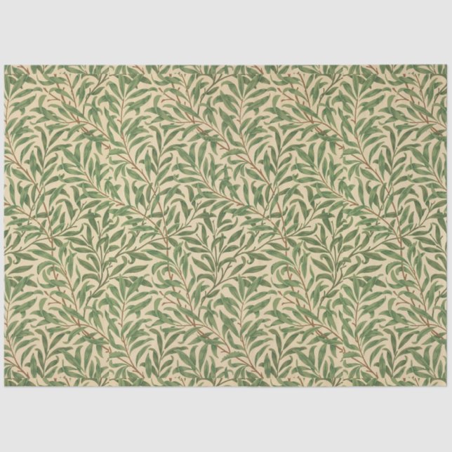 William Morris Willow Bough Green Willow Leaves Tissue Paper (Front)