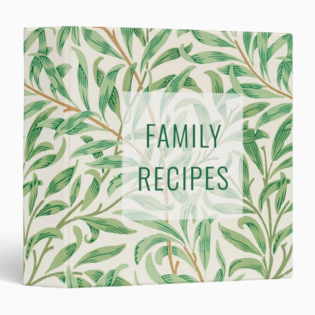 William Morris. Willow Bough. Greenery cookbook 3 Ring Binder (Front/Spine)