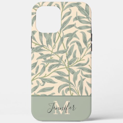 William Morris Willow Bough Pattern with Monogram iPhone 12 Pro Max Case