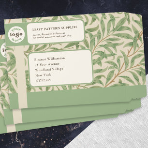 William Morris Willow Bough QR Code Green Business Envelope Mailers
