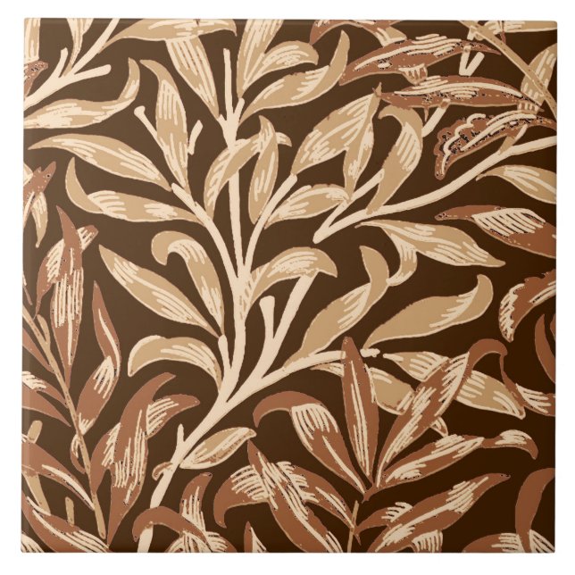 William Morris Willow Bough, Taupe and Brown Tile (Front)