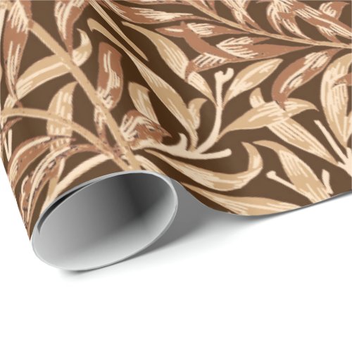 William Morris Willow Bough Taupe and Brown Wrapping Paper