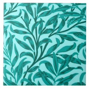 William Morris Willow Bough, Turquoise and Aqua Ceramic Tile