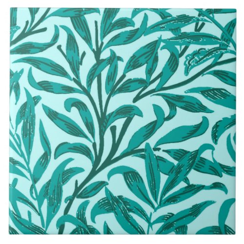 William Morris Willow Bough Turquoise and Aqua Ceramic Tile