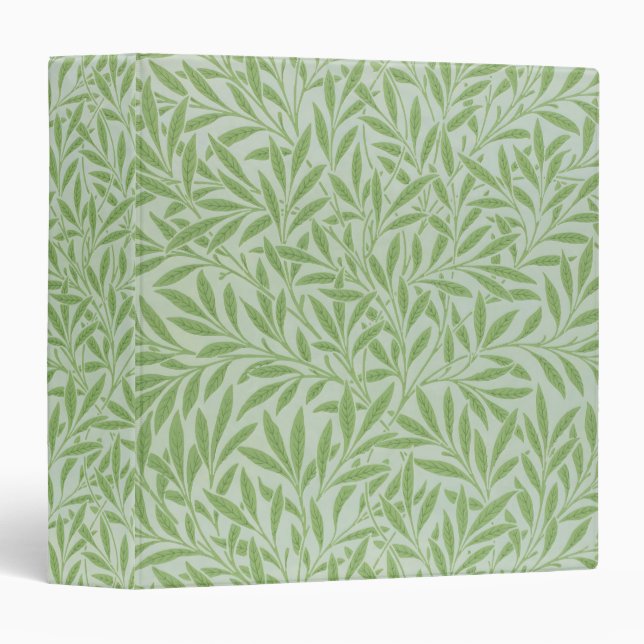 William Morris Willow Flower Classic Green 3 Ring Binder (Front/Spine)