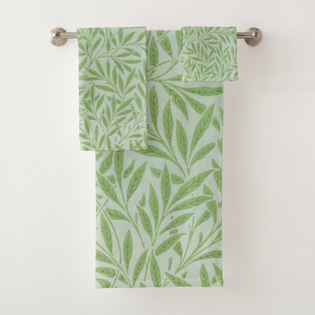 William Morris Willow Flower Classic Green Bath Towel Set (Insitu)