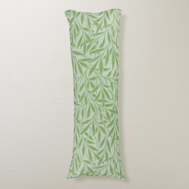 William Morris Willow Flower Classic Green Body Pillow (Front Vertical)