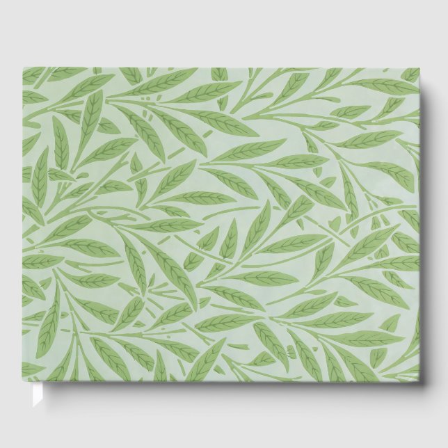 William Morris Willow Flower Classic Green Guest Book (Front)