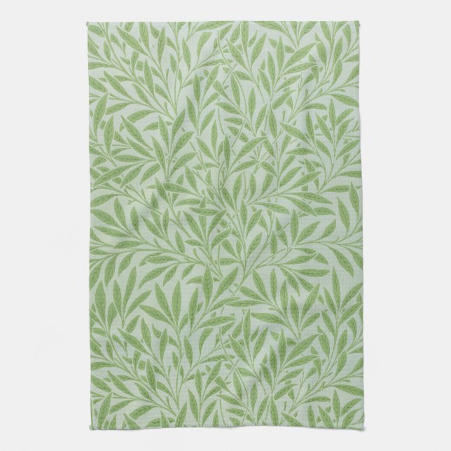 William Morris Willow Flower Classic Green Kitchen Towel (Vertical)