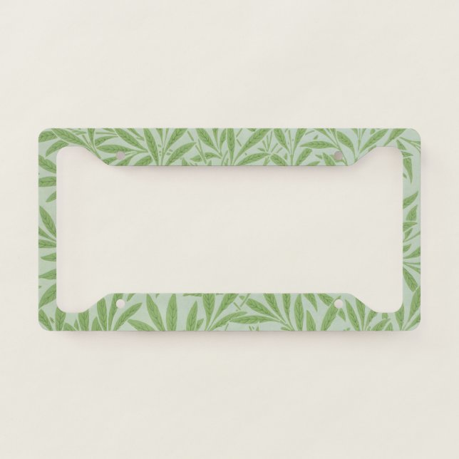 William Morris Willow Flower Classic Green License Plate Frame (Front)