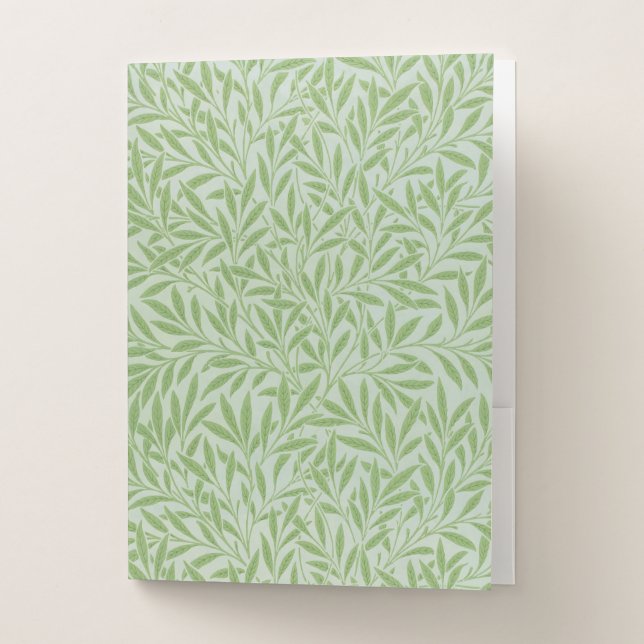 William Morris Willow Flower Classic Green Pocket Folder (Front)