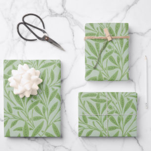 William Morris Willow Flower Classic Green Wrapping Paper Sheets