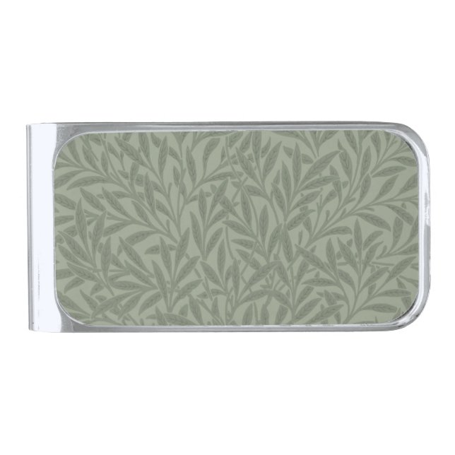 William Morris Willow Flower Classic Silver Finish Money Clip (Front)