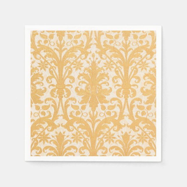 William Morris Willow & Gold Damask Luxury Napkins (Front)