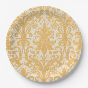 William Morris Willow & Gold Damask Luxury Paper Plates