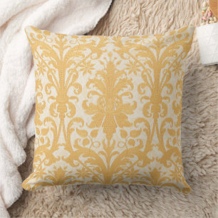 William Morris Willow & Gold Damask Luxury Throw Pillow