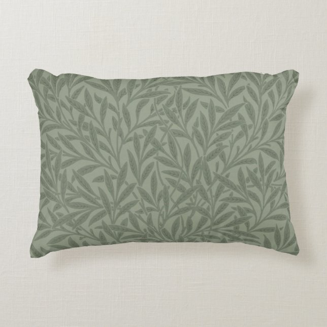 William Morris Willow Pattern Antique Sage Green Accent Pillow (Front)