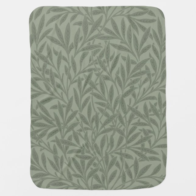 William Morris Willow Pattern Antique Sage Green Baby Blanket (Front)