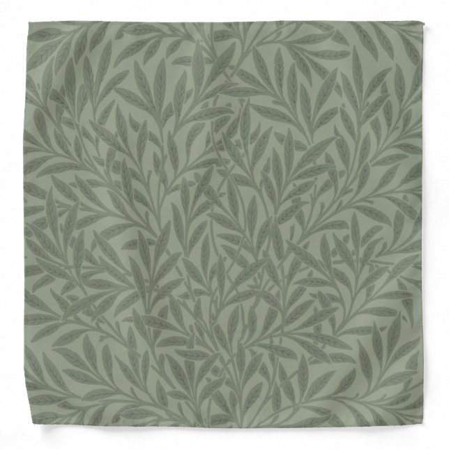 William Morris Willow Pattern Antique Sage Green Bandana (Front)