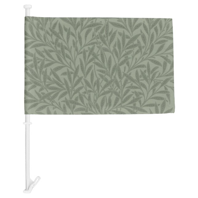 William Morris Willow Pattern Antique Sage Green Car Flag (Front)