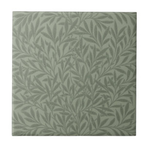 William Morris Willow Pattern Antique Sage Green Ceramic Tile