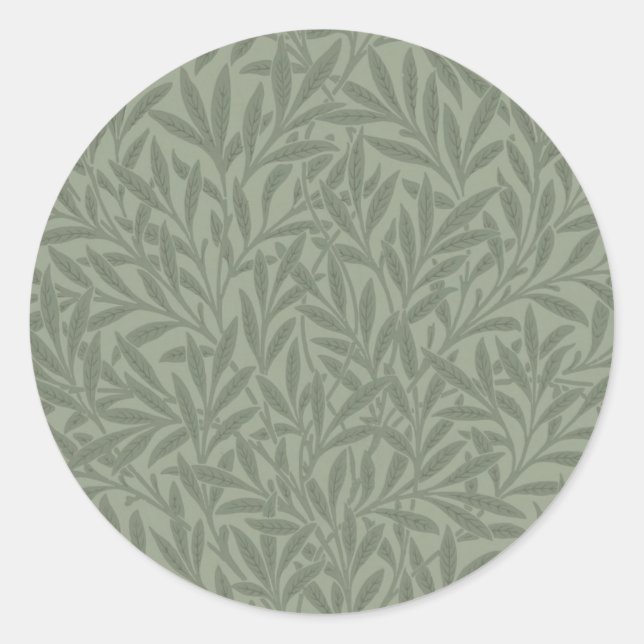 William Morris Willow Pattern Antique Sage Green Classic Round Sticker (Front)