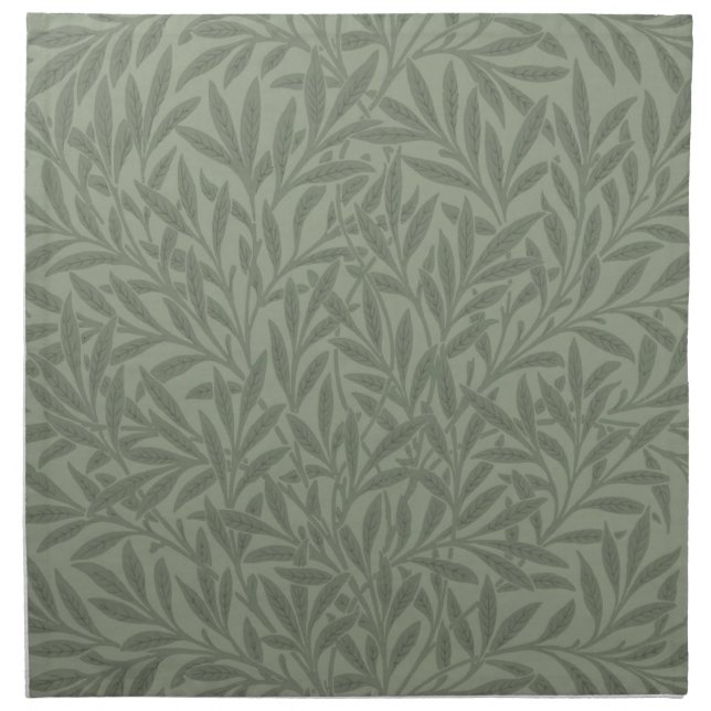 William Morris Willow Pattern Antique Sage Green Cloth Napkin (Front)