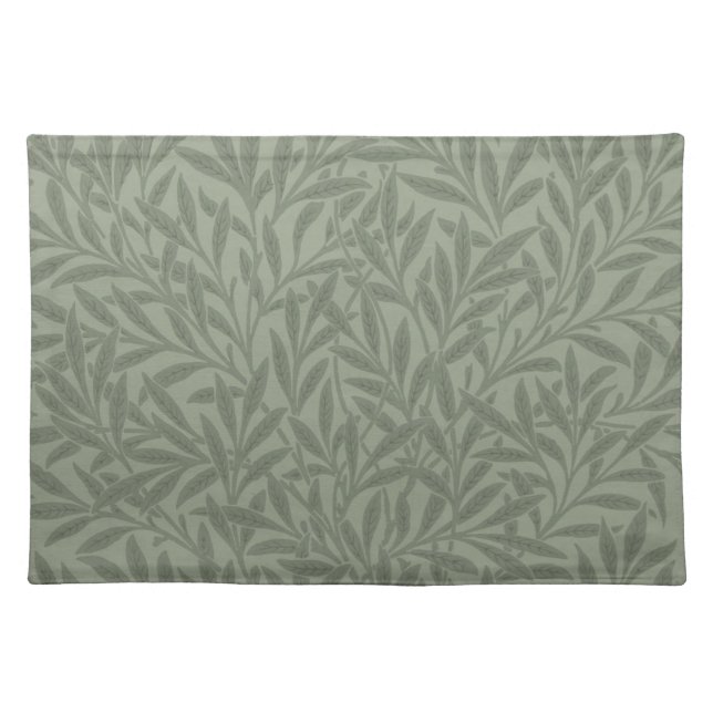 William Morris Willow Pattern Antique Sage Green Cloth Placemat (Front)
