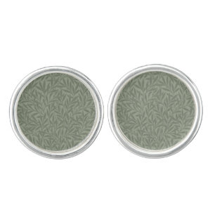 William Morris Willow Pattern Antique Sage Green Cufflinks
