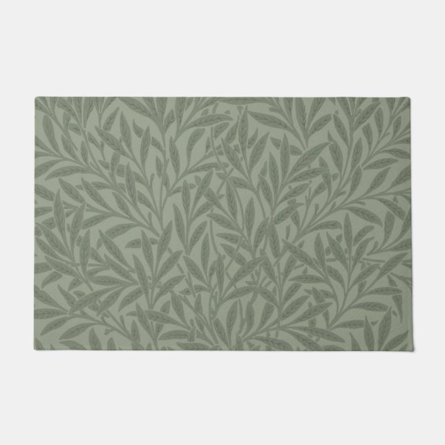 William Morris Willow Pattern Antique Sage Green Doormat (Front)