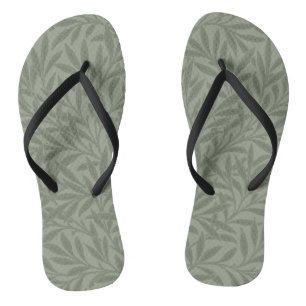William Morris Willow Pattern Antique Sage Green Flip Flops