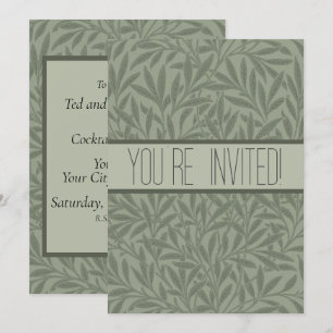 William Morris Willow Pattern Antique Sage Green Invitation