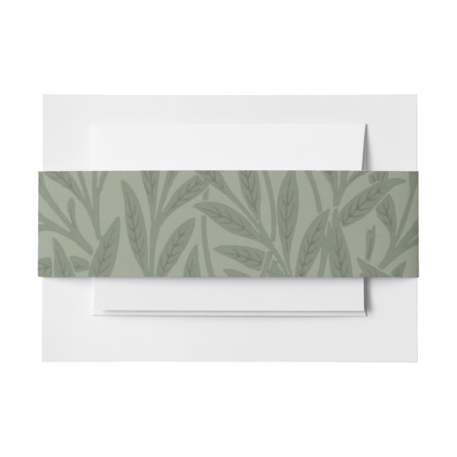 William Morris Willow Pattern Antique Sage Green Invitation Belly Band (Front Example)